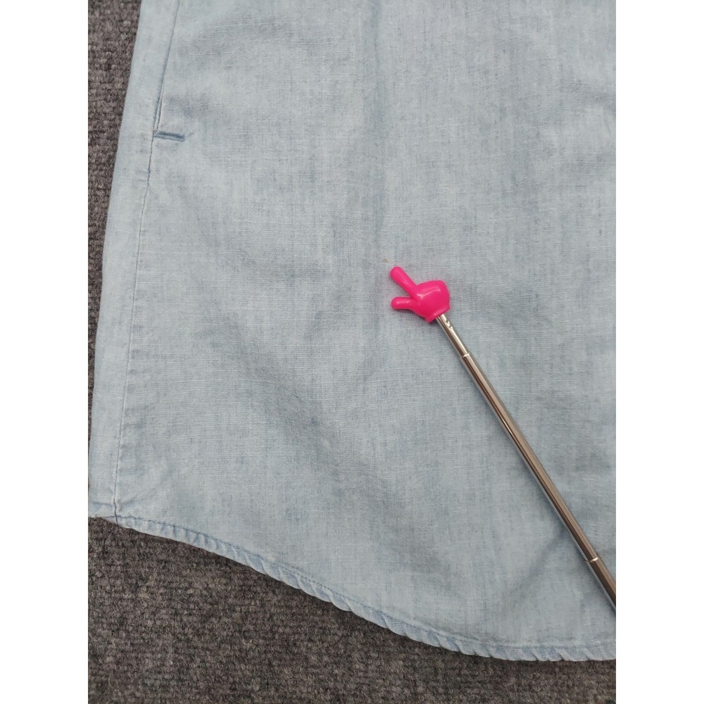 Baldwin Shirt Dress Womens Medium Blue Chambray Long Sleeve Button Up Pockets - Picture 11 of 12